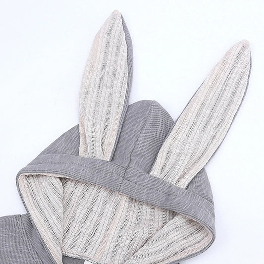 Melario Boys Long Sleeved Clothing Baby Children's Big Ears Rabbit Bodysuit Girl Baby Hooded Zipper Creeper Romper