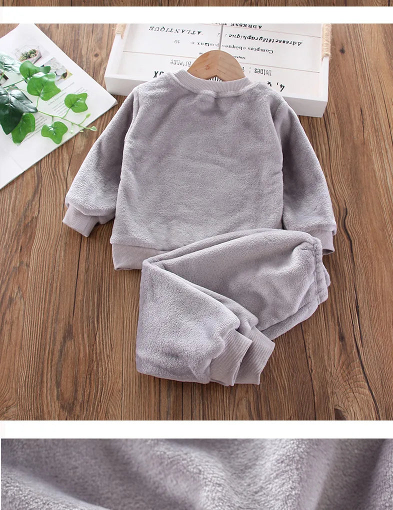 Cartoon Bear Flannel Pyjama Set