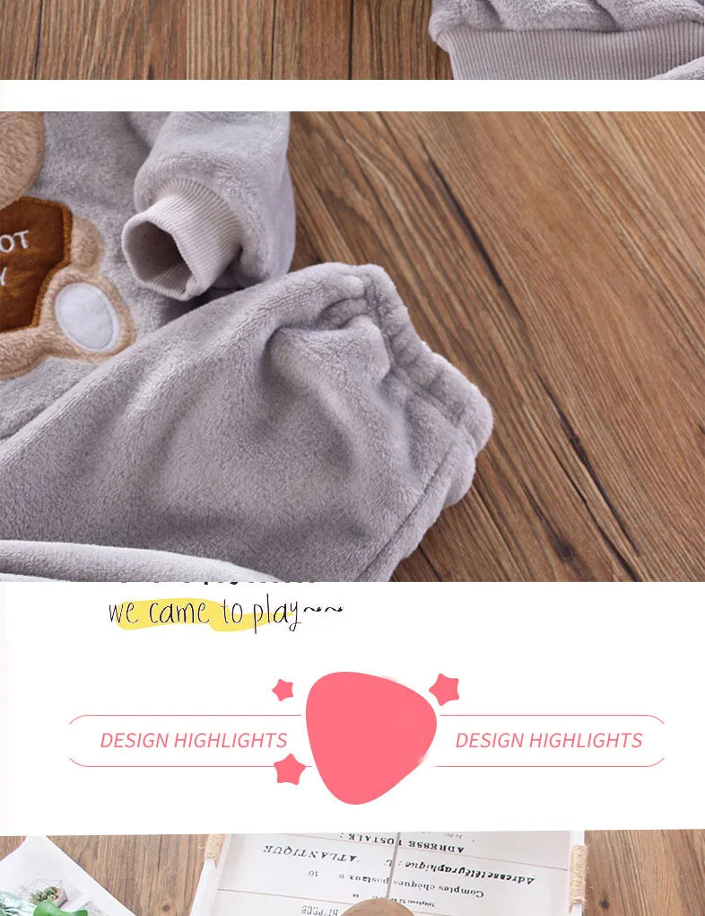 Cartoon Bear Flannel Pyjama Set