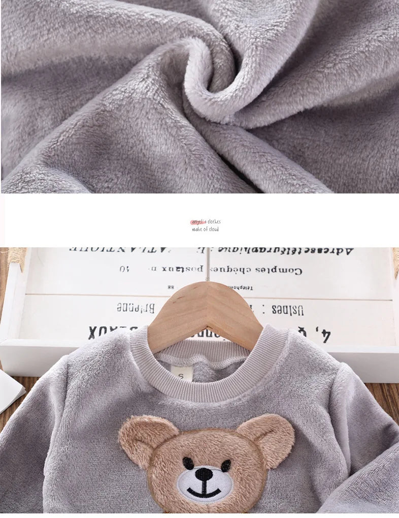Cartoon Bear Flannel Pyjama Set