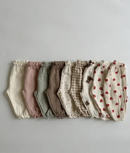 Organic Cotton Baby Pants Newborn Toddlers Autumn Spring Summer Winter Cute Print Soft Muslin Clothes Pants Pantalons Capris