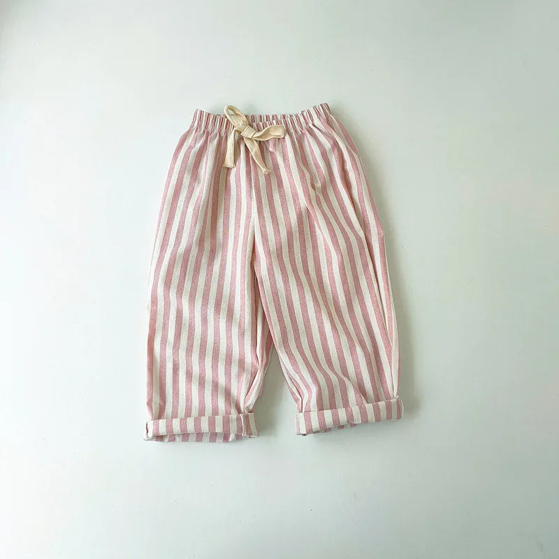 Linen Stripe Relaxed Pants — Unisex