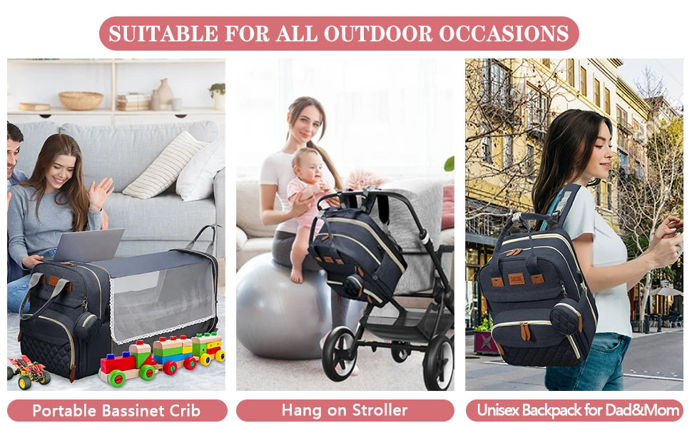 3-in-1 Convertible Nappy Bag Backpack