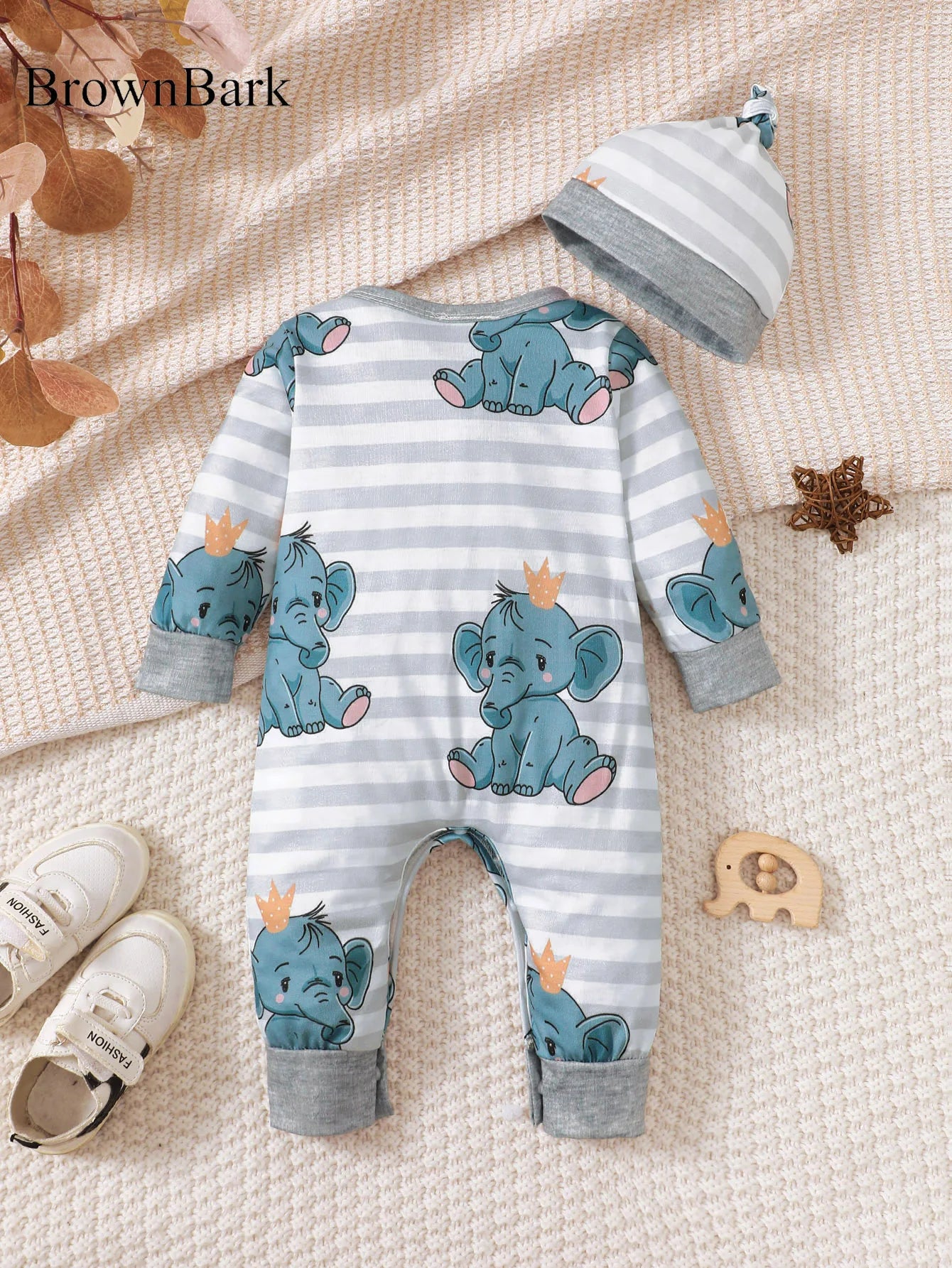 Bear Print Button Romper