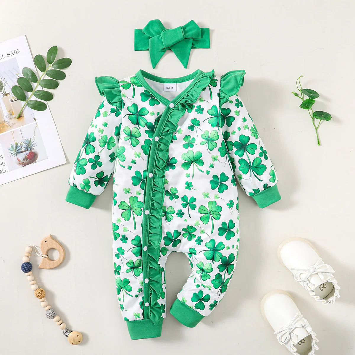 Bear Print Button Romper