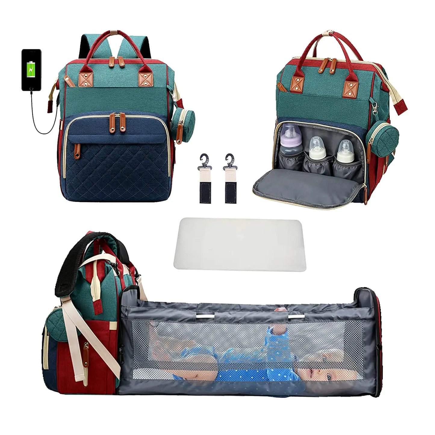 3-in-1 Convertible Nappy Bag Backpack