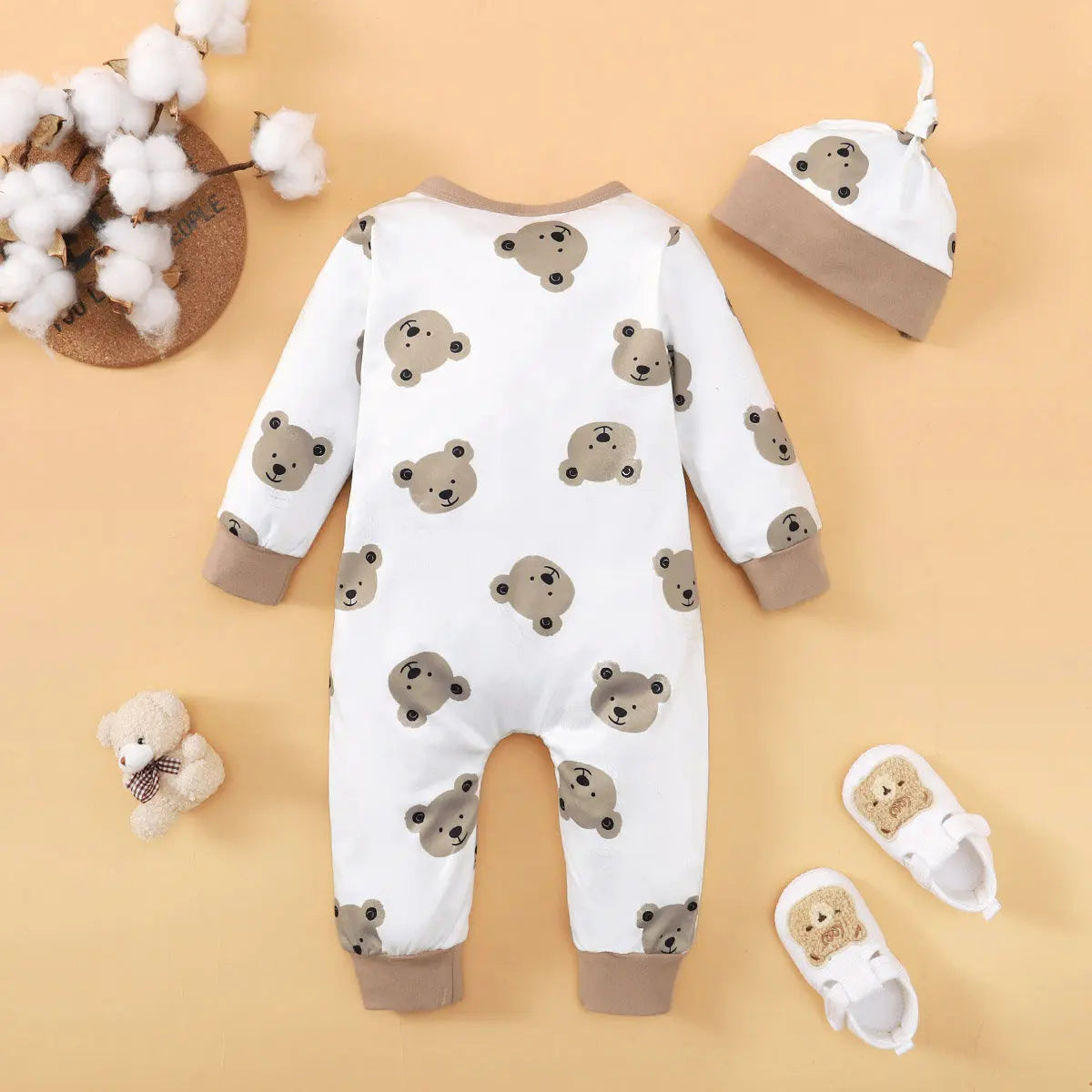 Bear Print Button Romper