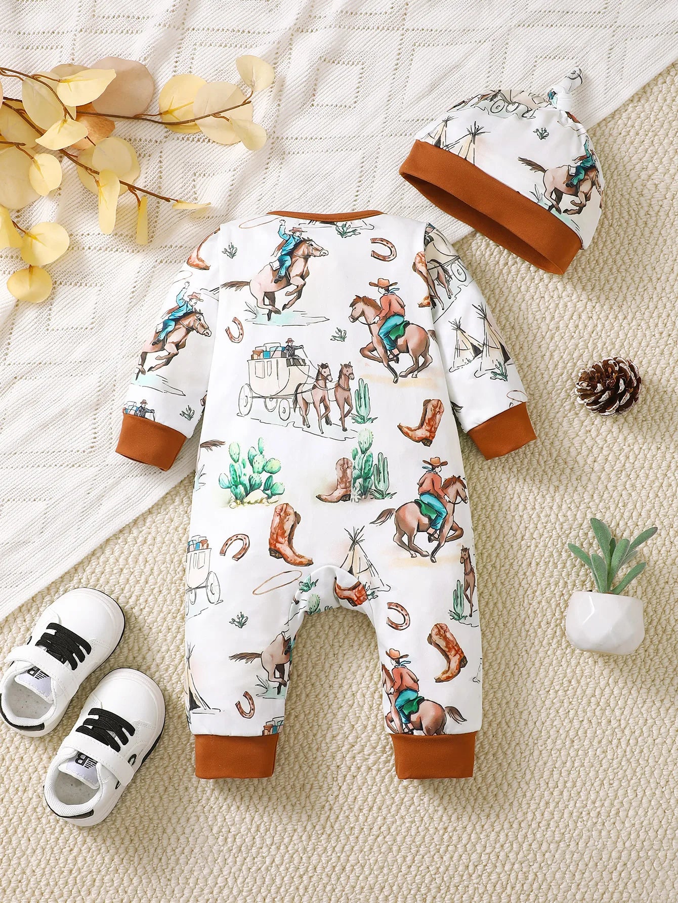 Bear Print Button Romper