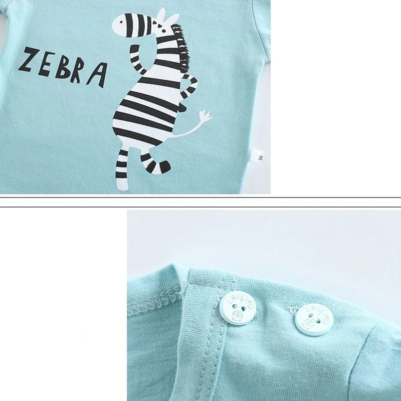 Boys Print Tee & Stripe Shorts Set