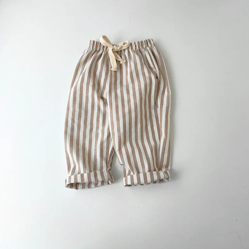 Linen Stripe Relaxed Pants — Unisex