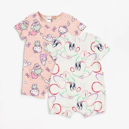 2Pcs Mickey Mouse Printed Baby Rompers Cute Simba Print Infant Onepiece Summer Newborn Boy Girl Clothes