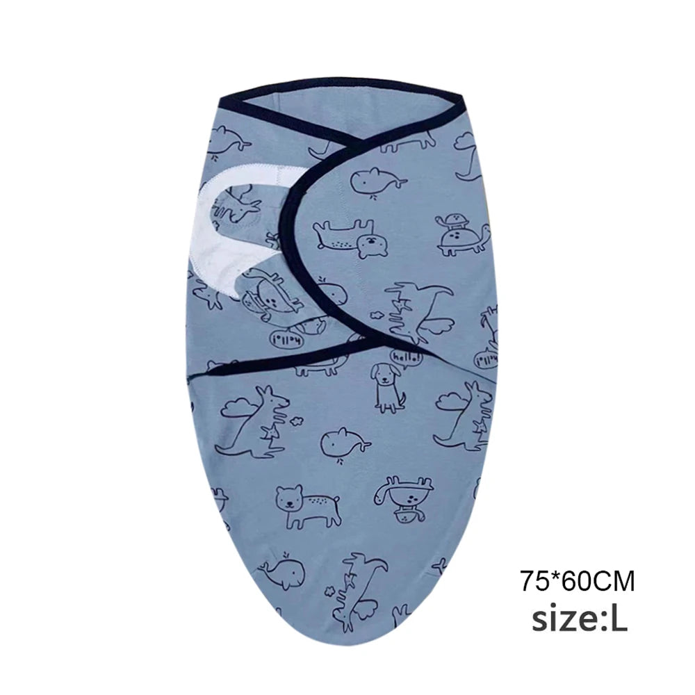Cartoon Print Swaddle & Hat Gift Set