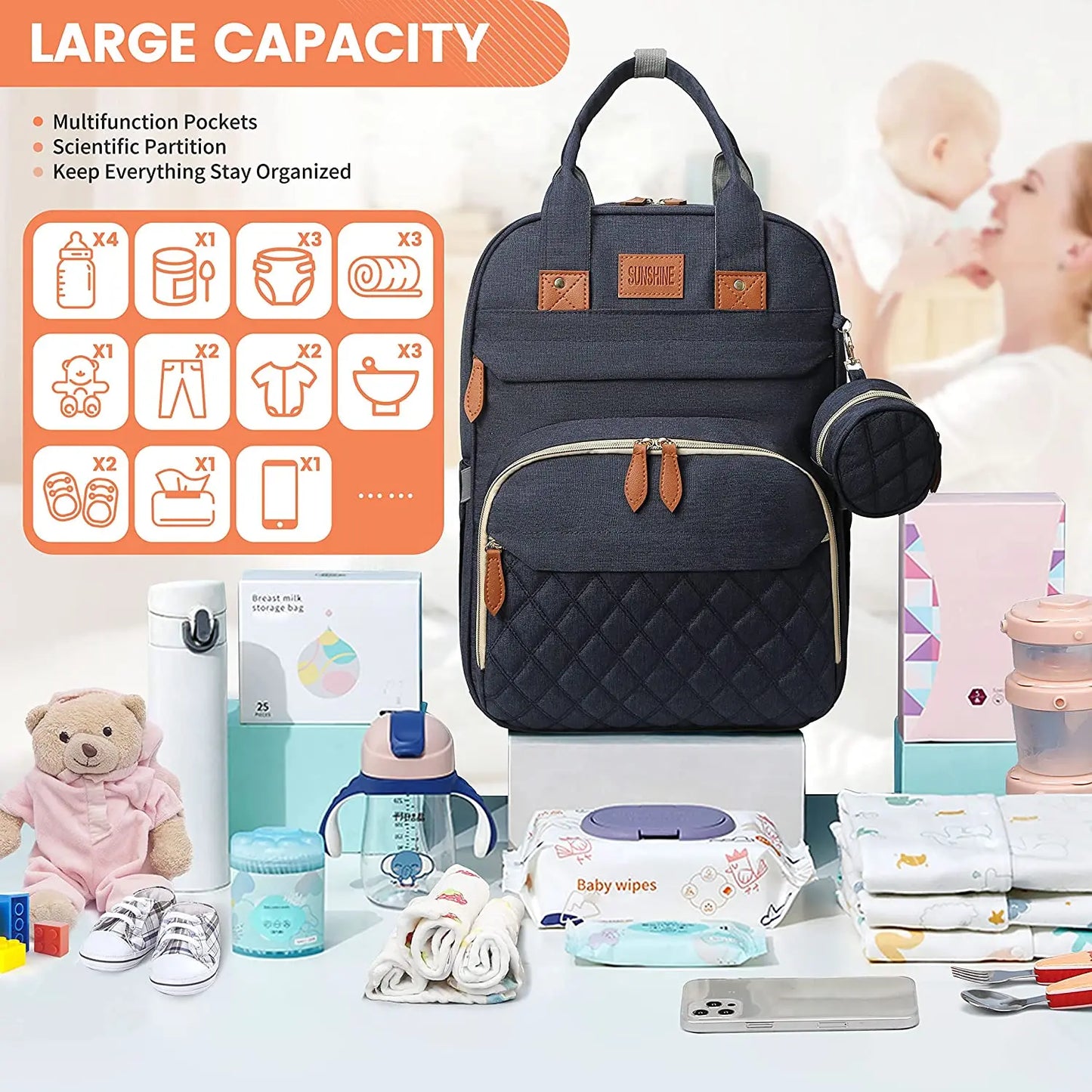 3-in-1 Convertible Nappy Bag Backpack