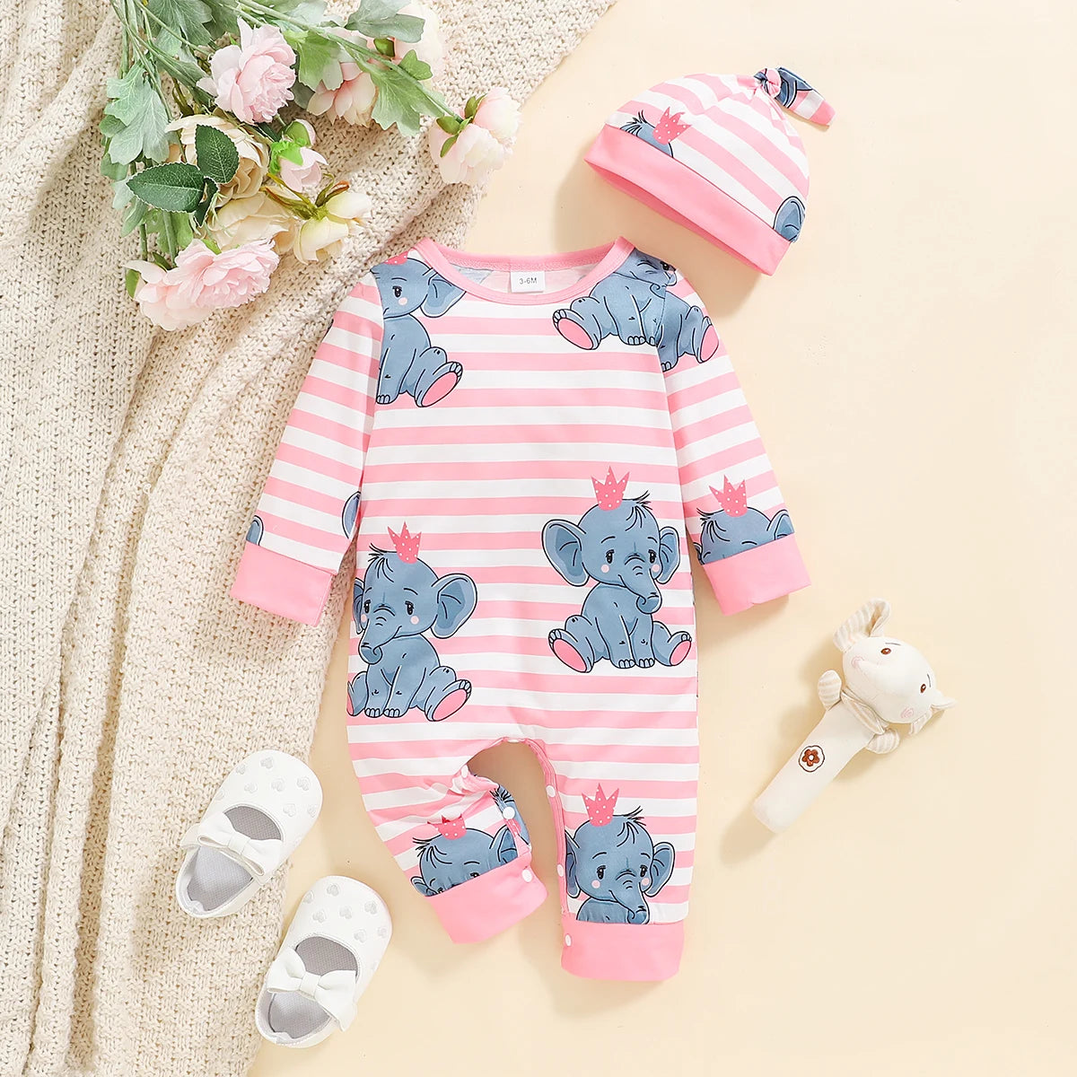 Bear Print Button Romper
