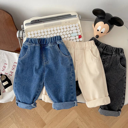 Spring Autumn New Baby Pants Casual Denim 9M-5T Kids Boys Straight Jeans Soft Toddler Girls Fashion Trousers 3 Colors