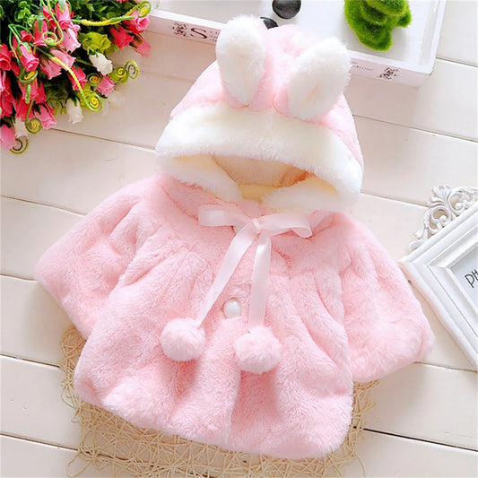 Bunny Ear Hooded Knit Jacket — Girls