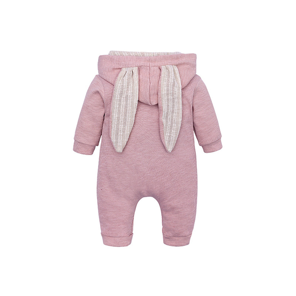 Melario Boys Long Sleeved Clothing Baby Children's Big Ears Rabbit Bodysuit Girl Baby Hooded Zipper Creeper Romper