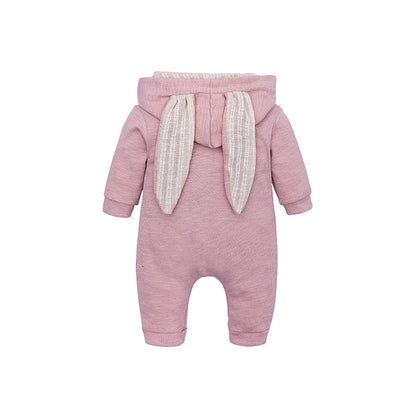 Melario Boys Long Sleeved Clothing Baby Children's Big Ears Rabbit Bodysuit Girl Baby Hooded Zipper Creeper Romper