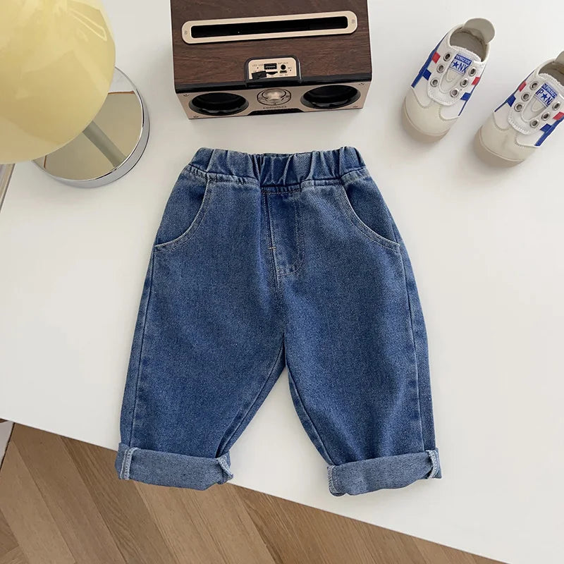 Spring Autumn New Baby Pants Casual Denim 9M-5T Kids Boys Straight Jeans Soft Toddler Girls Fashion Trousers 3 Colors
