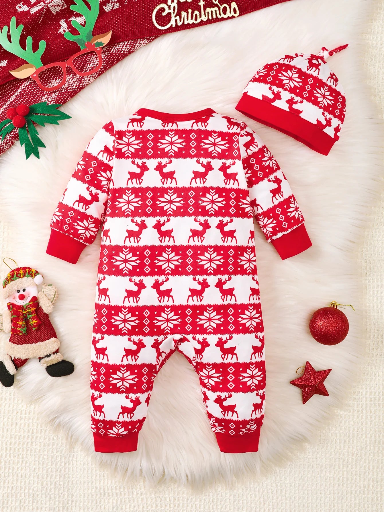 Bear Print Button Romper