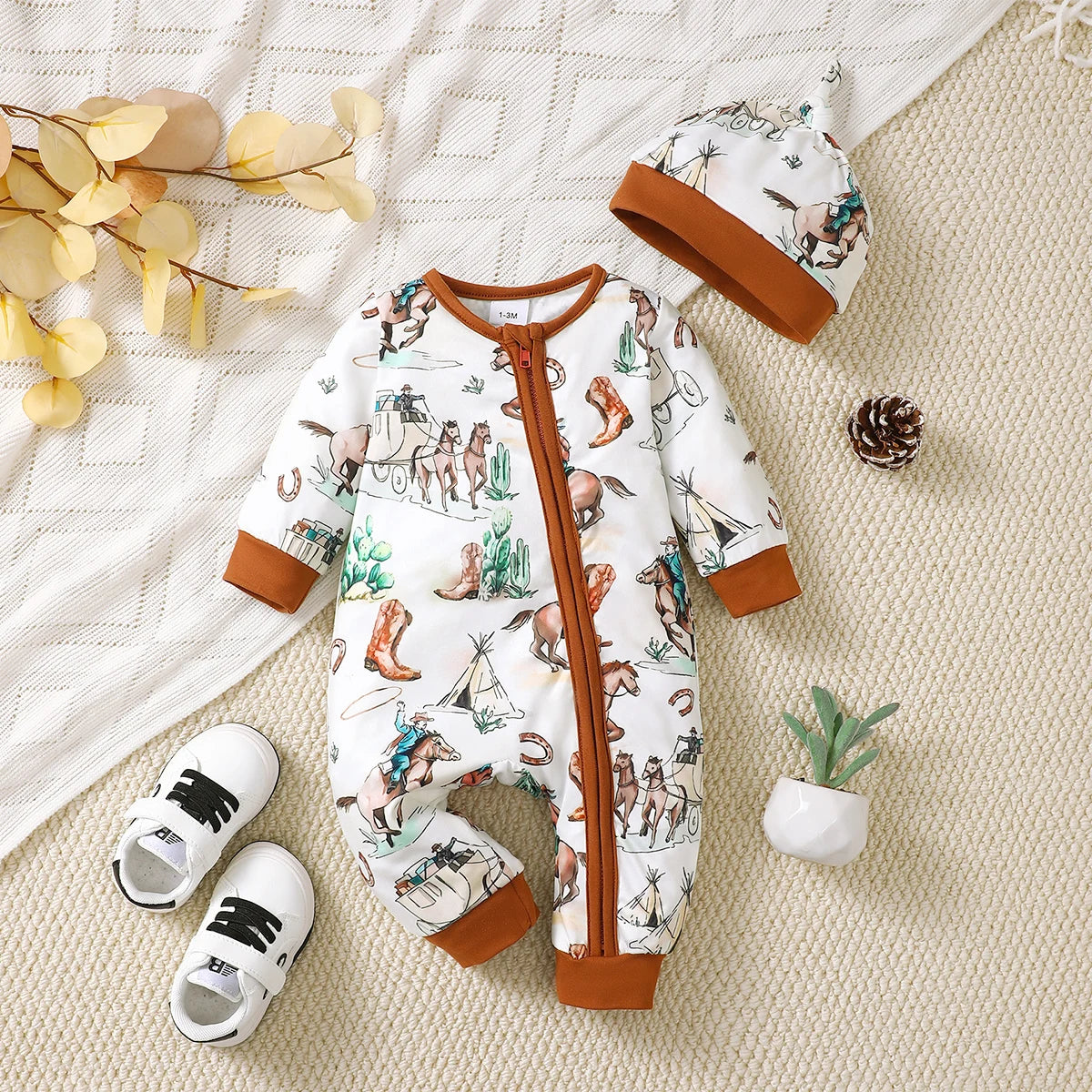 Bear Print Button Romper