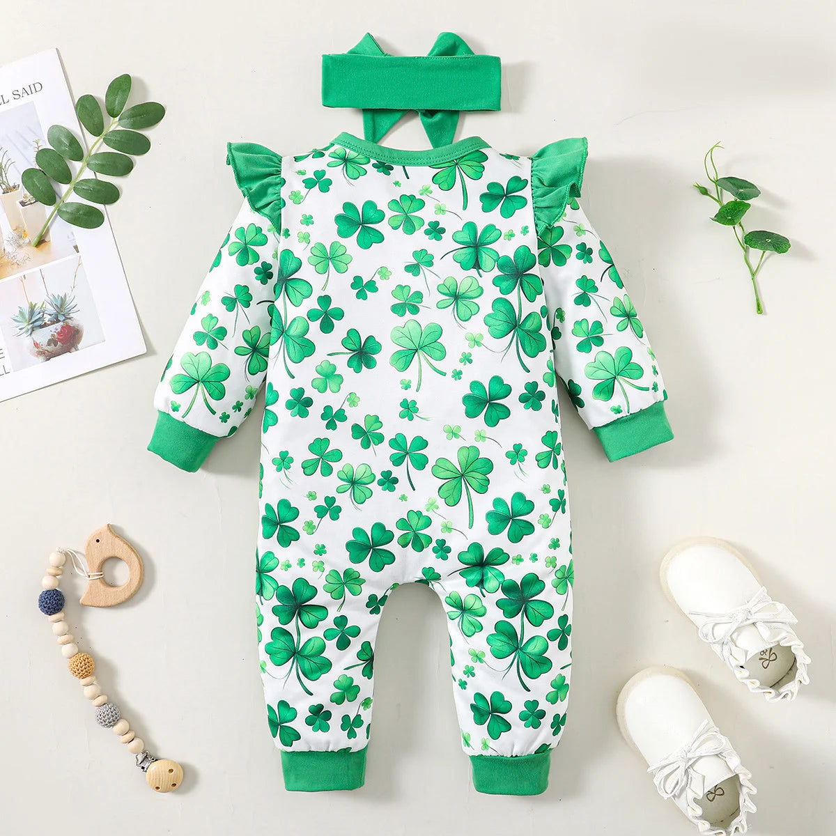 Bear Print Button Romper