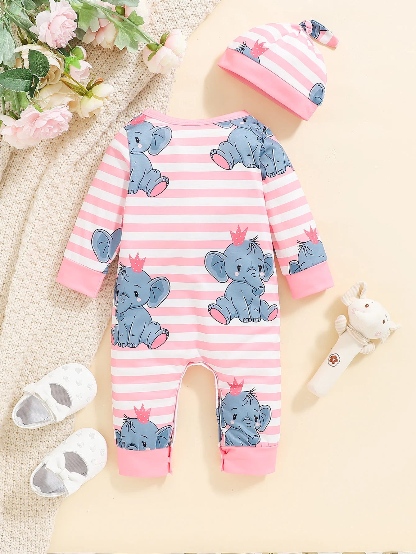Bear Print Button Romper