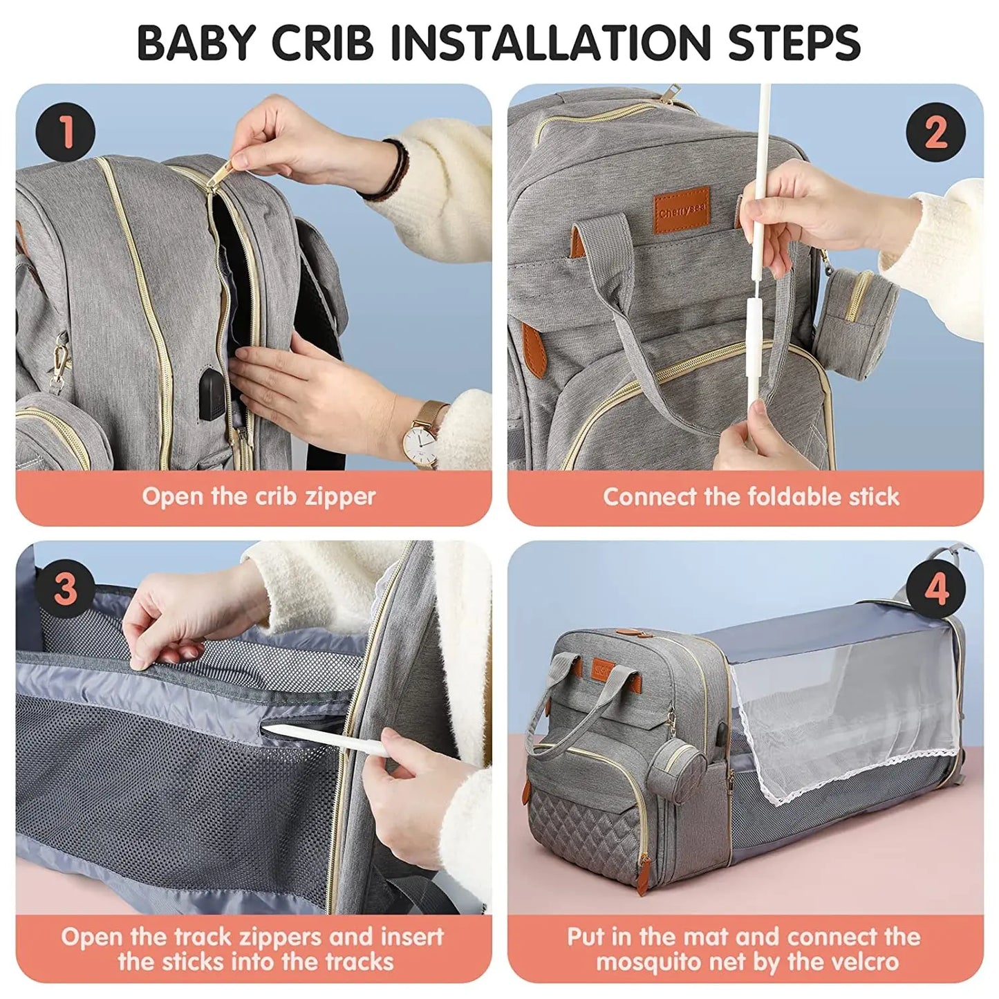 3-in-1 Convertible Nappy Bag Backpack