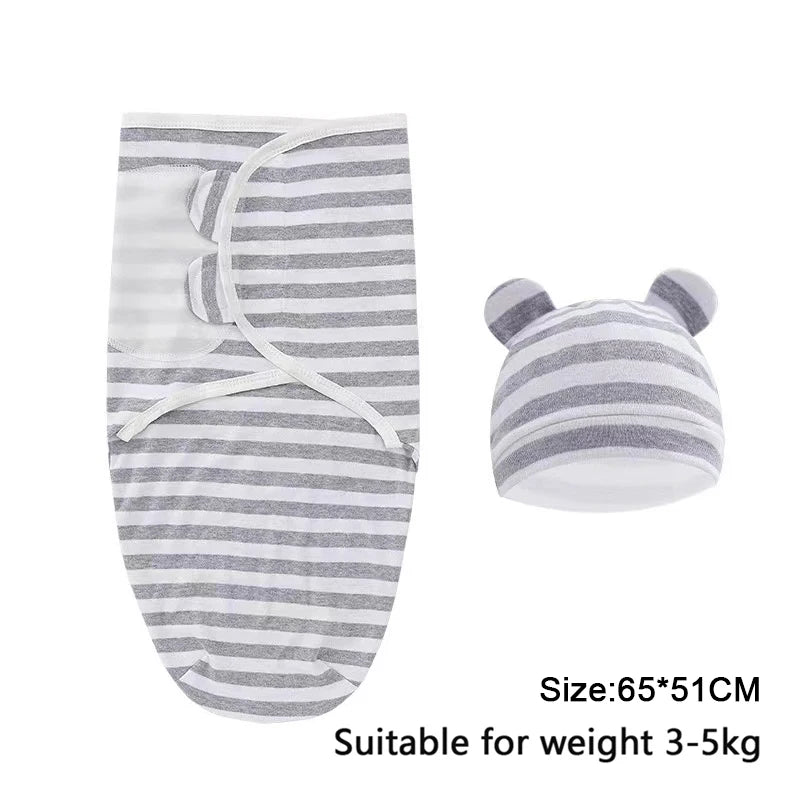 Cartoon Print Swaddle & Hat Gift Set