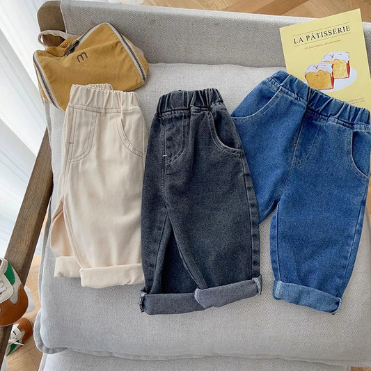 Spring Autumn New Baby Pants Casual Denim 9M-5T Kids Boys Straight Jeans Soft Toddler Girls Fashion Trousers 3 Colors