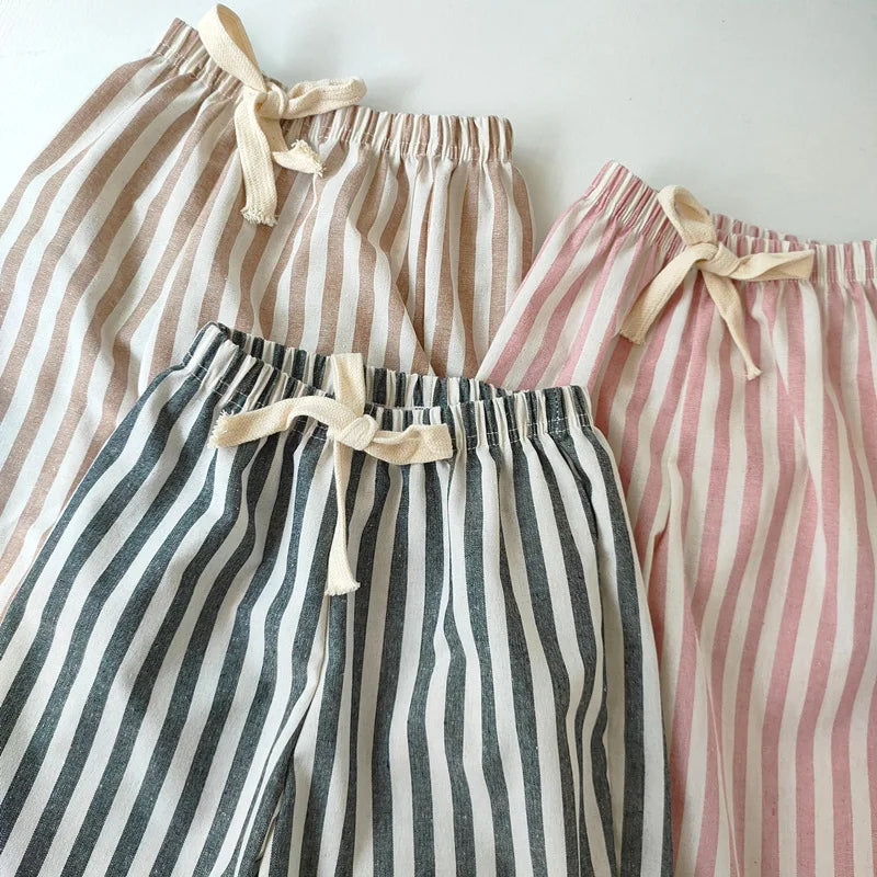 Linen Stripe Relaxed Pants — Unisex