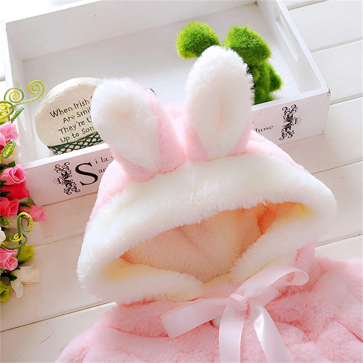 Bunny Ear Hooded Knit Jacket — Girls