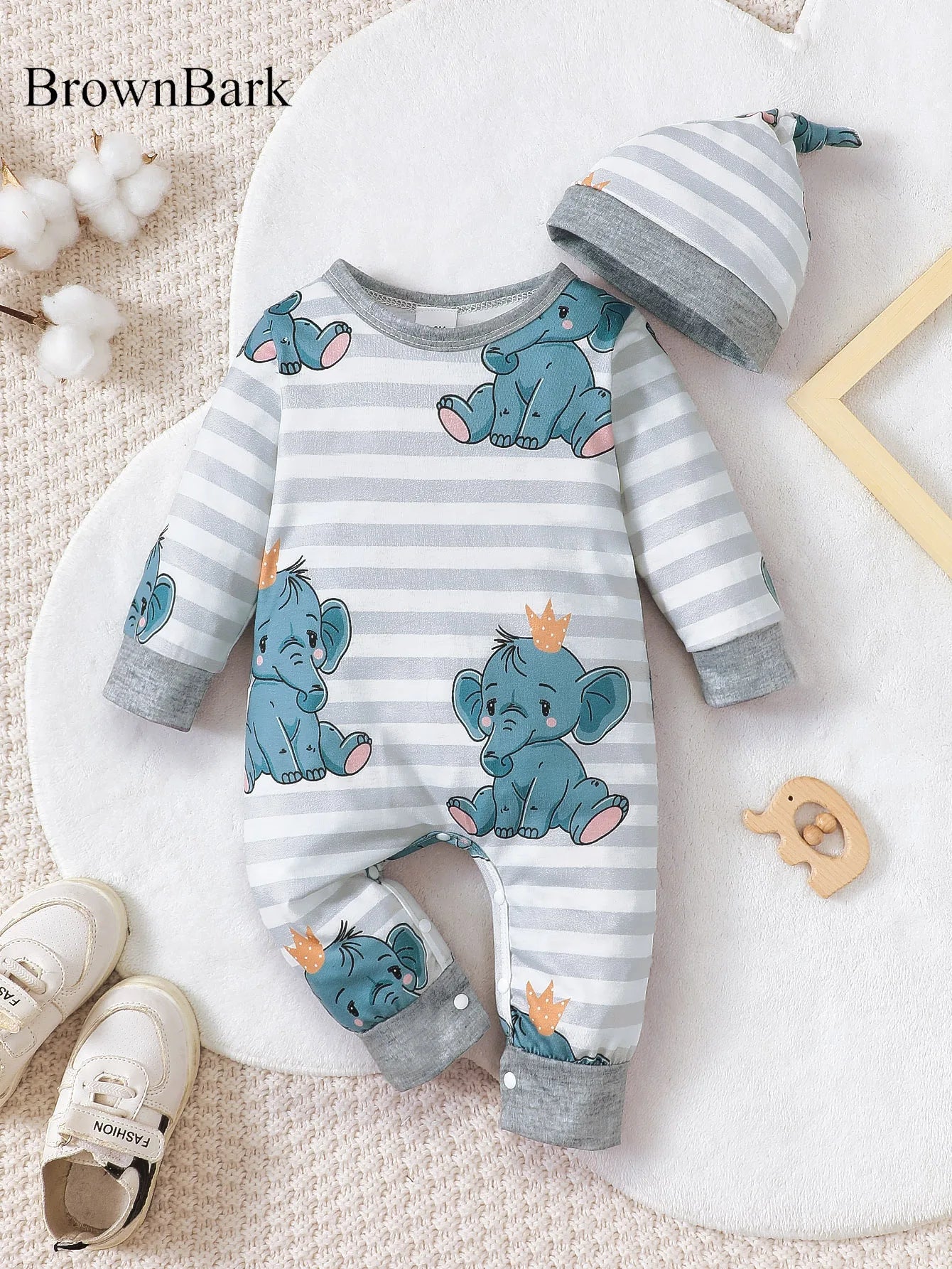 Bear Print Button Romper