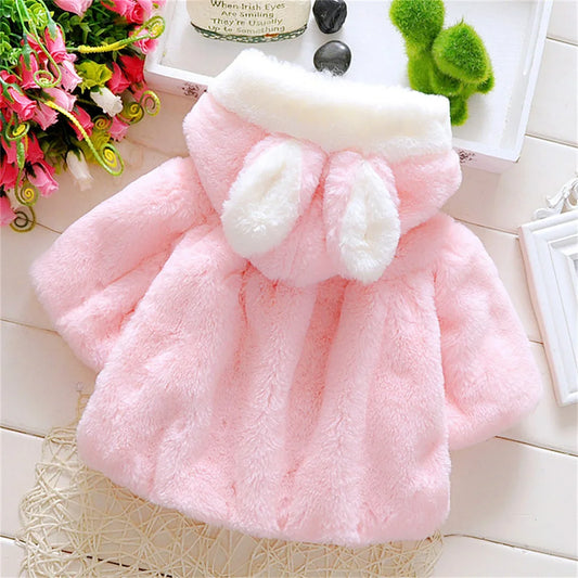 Bunny Ear Hooded Knit Jacket — Girls