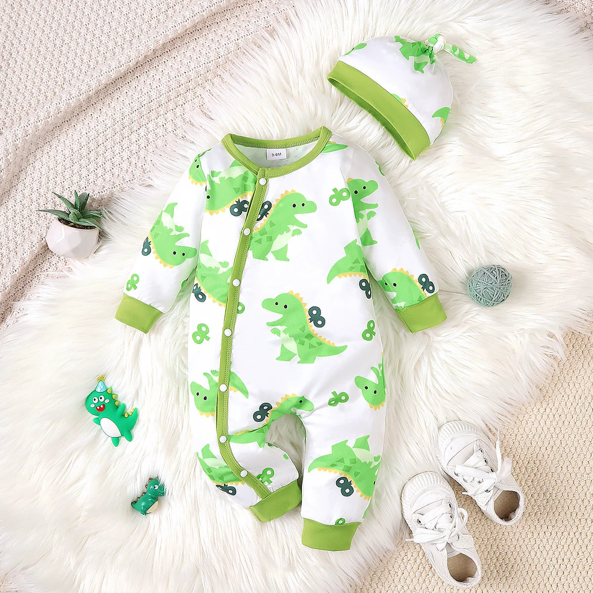 Bear Print Button Romper