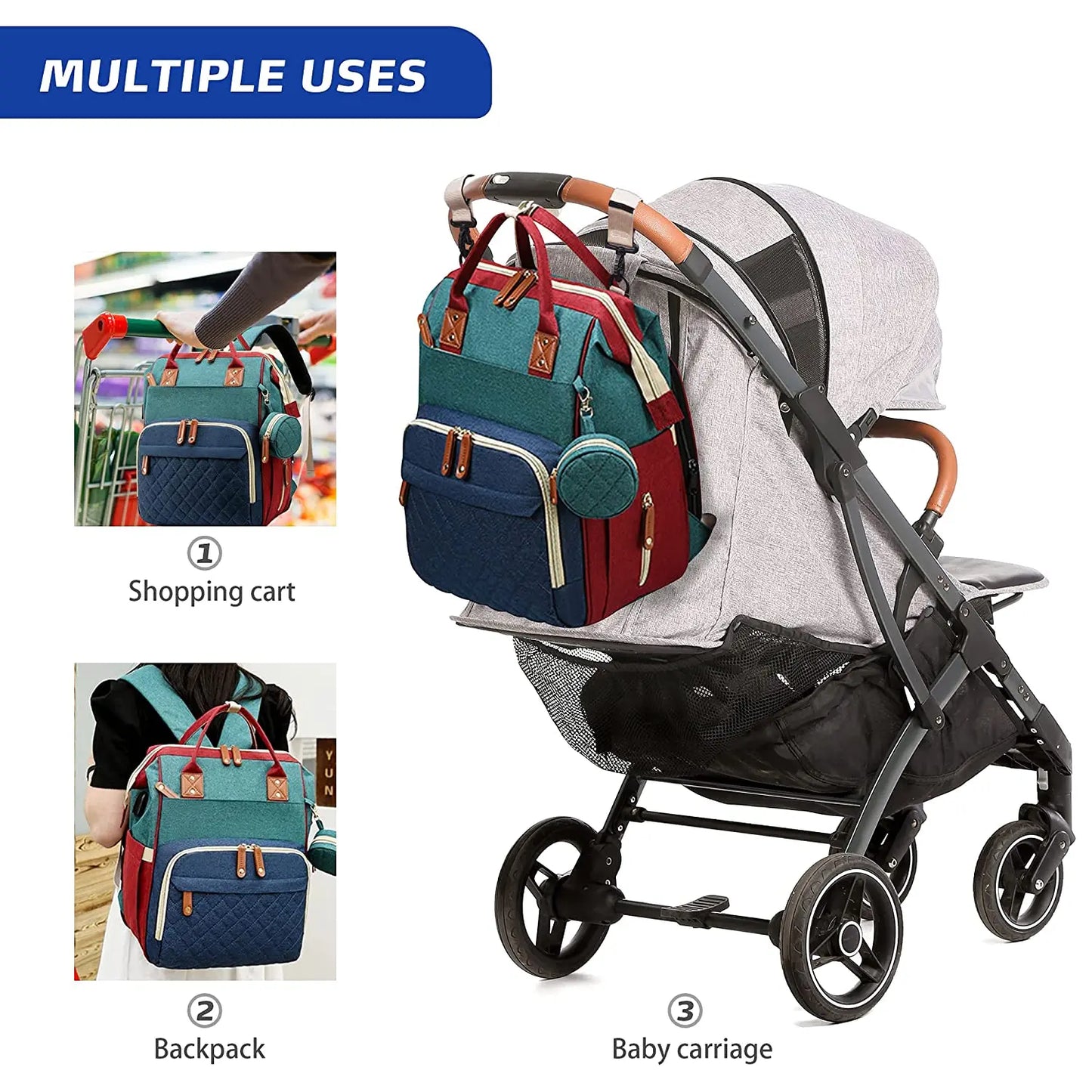 3-in-1 Convertible Nappy Bag Backpack