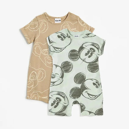 2Pcs Mickey Mouse Printed Baby Rompers Cute Simba Print Infant Onepiece Summer Newborn Boy Girl Clothes