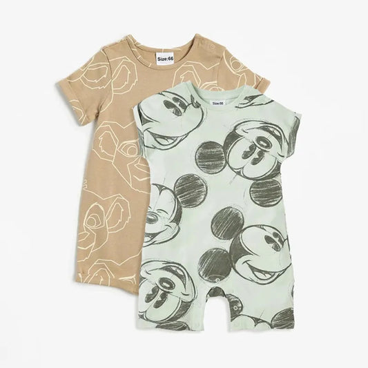 2Pcs Mickey Mouse Printed Baby Rompers Cute Simba Print Infant Onepiece Summer Newborn Boy Girl Clothes