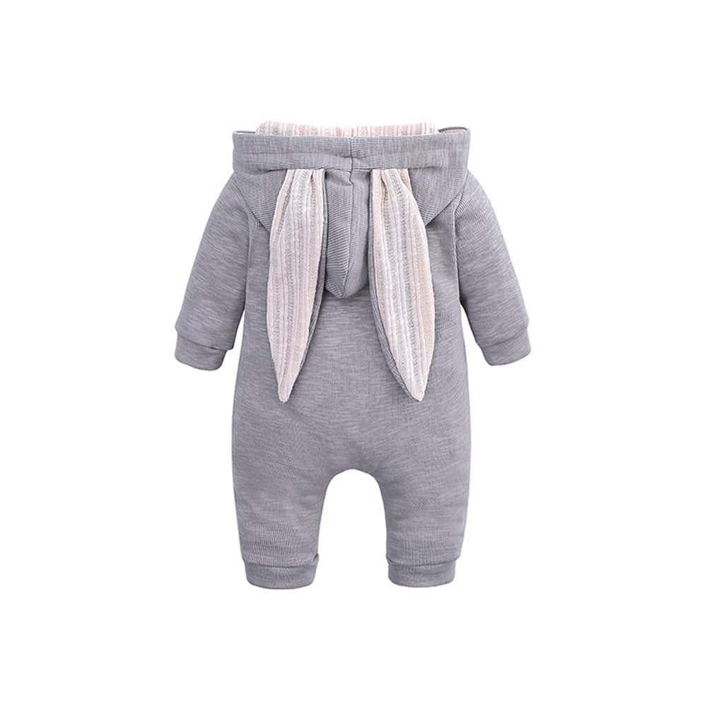 Melario Boys Long Sleeved Clothing Baby Children's Big Ears Rabbit Bodysuit Girl Baby Hooded Zipper Creeper Romper