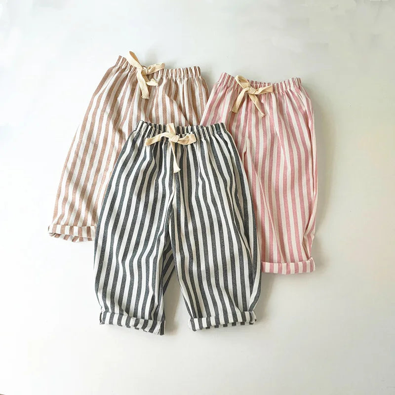 Linen Stripe Relaxed Pants — Unisex
