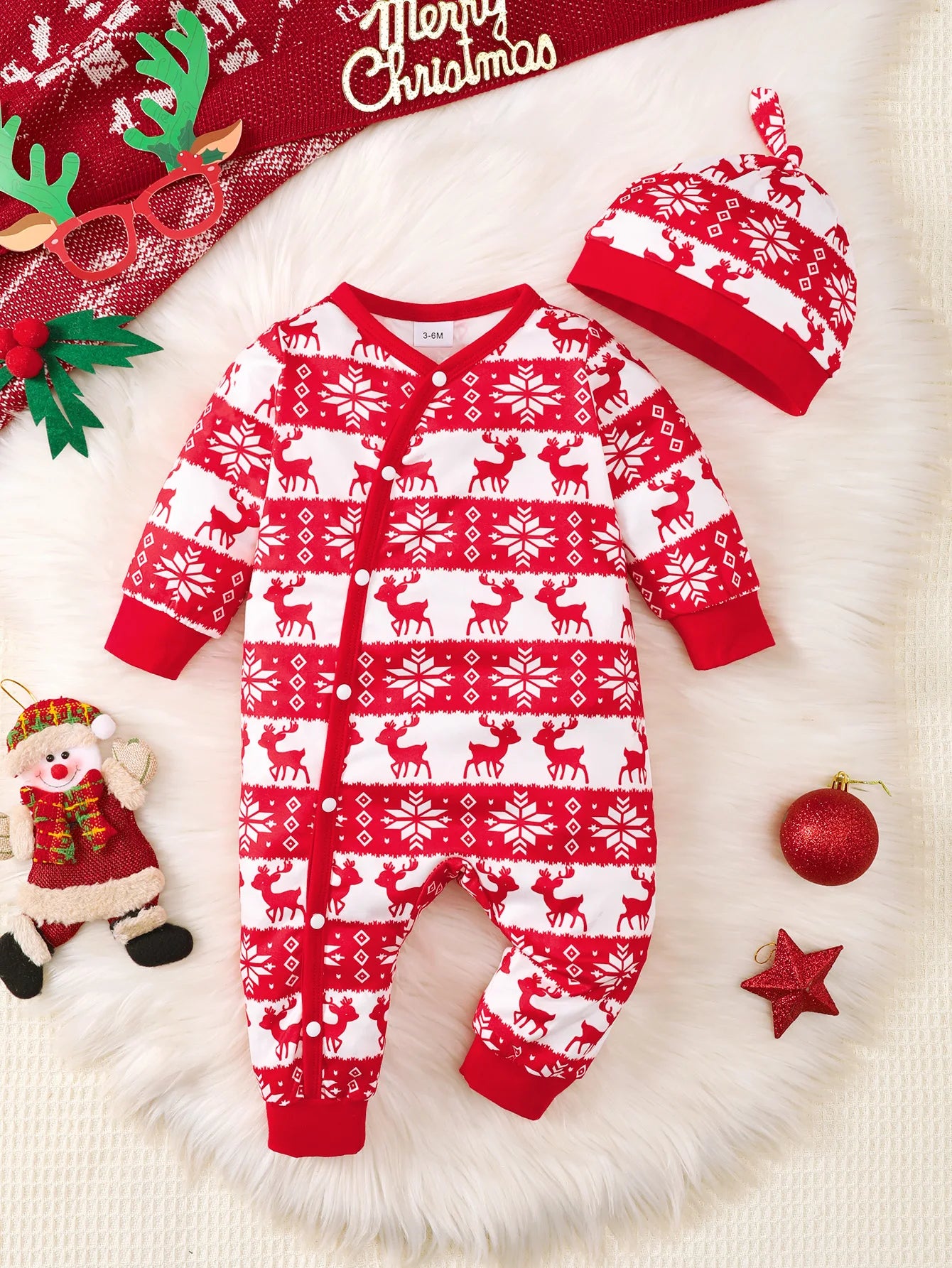 Bear Print Button Romper