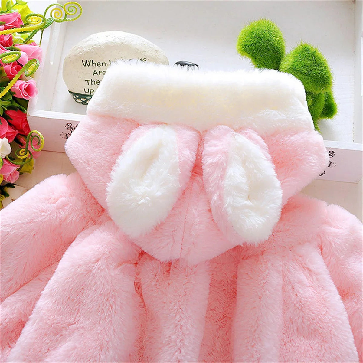 Bunny Ear Hooded Knit Jacket — Girls