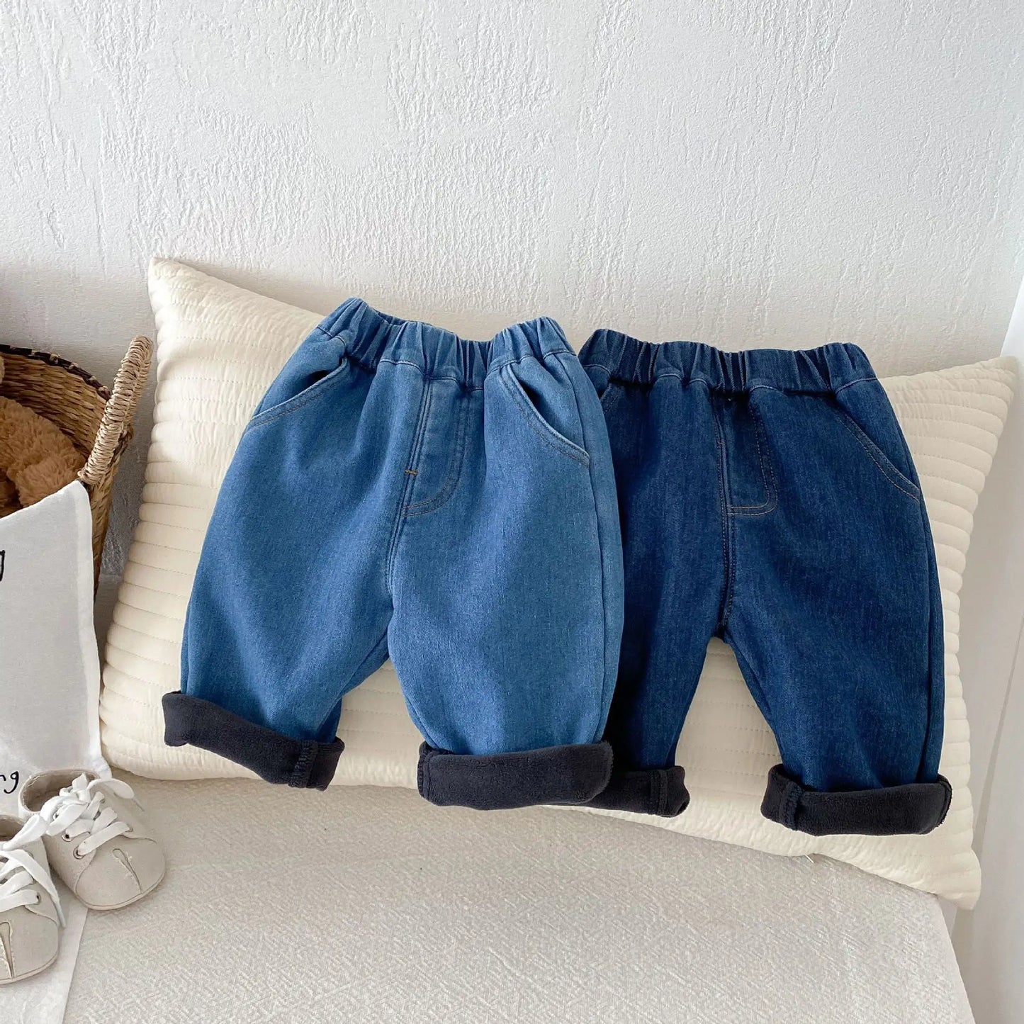 Spring Autumn New Baby Pants Casual Denim 9M-5T Kids Boys Straight Jeans Soft Toddler Girls Fashion Trousers 3 Colors