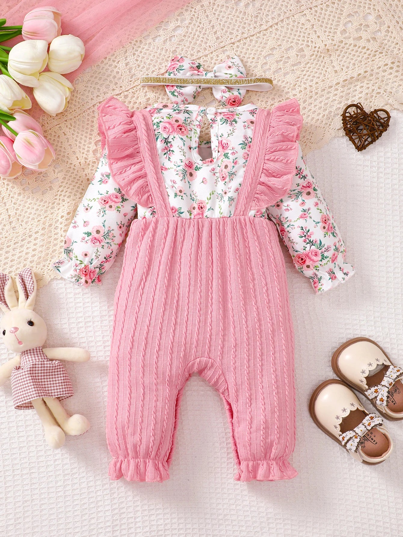 Bear Print Button Romper