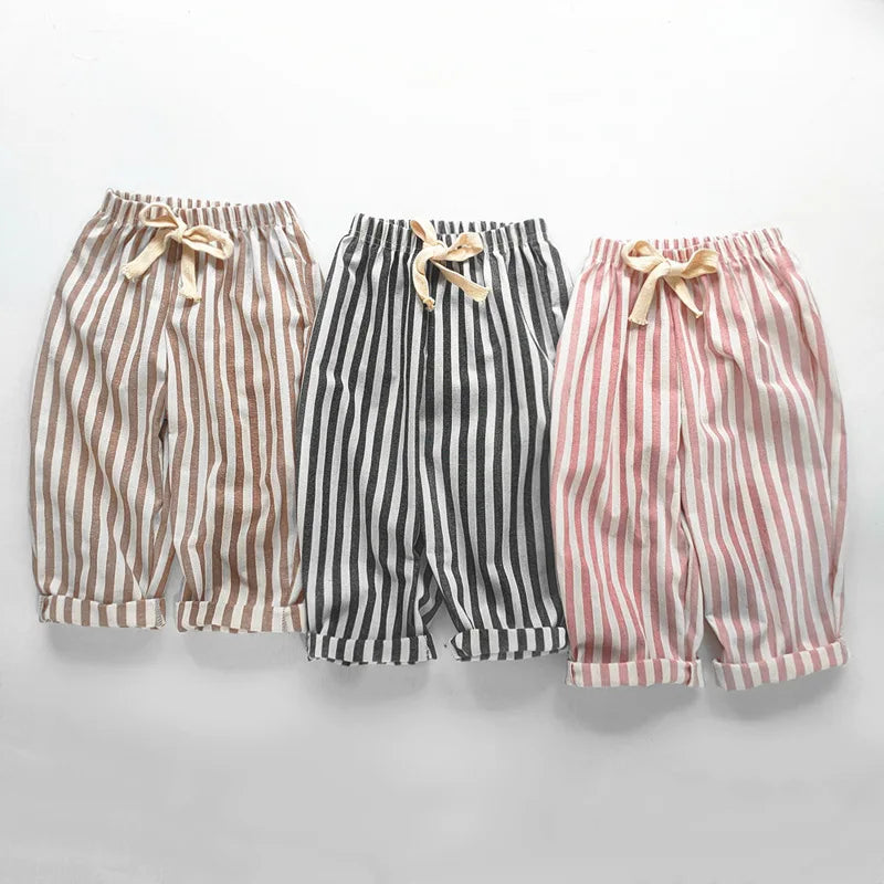 Linen Stripe Relaxed Pants — Unisex