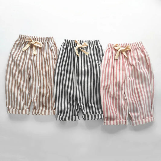 Linen Stripe Relaxed Pants — Unisex