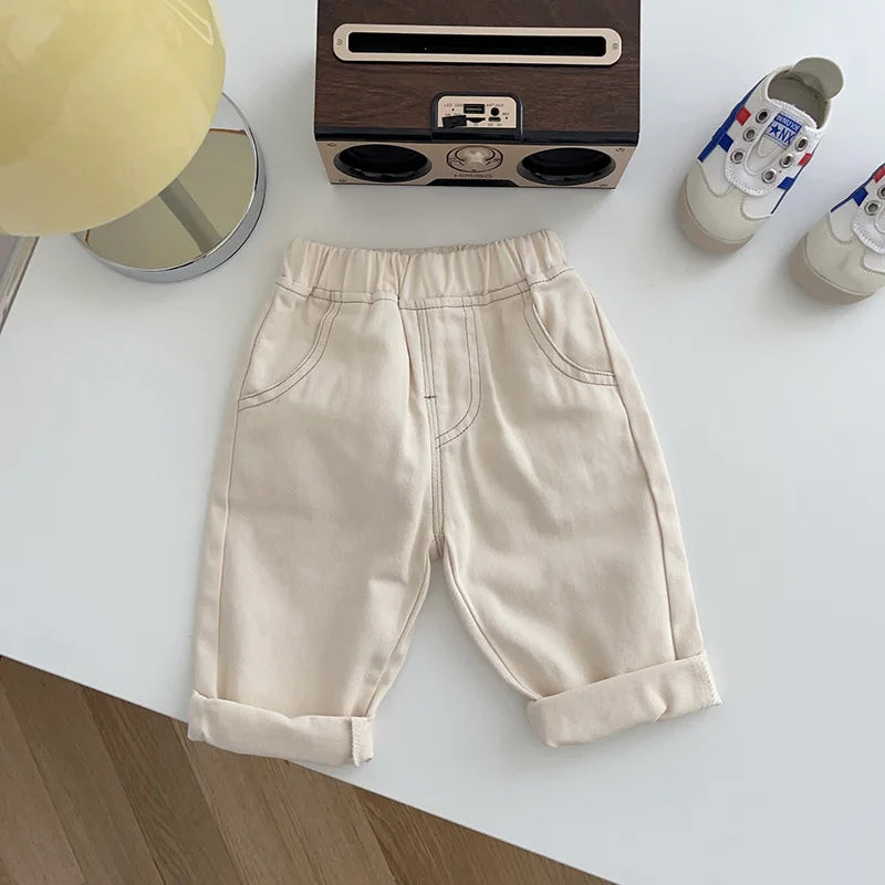 Spring Autumn New Baby Pants Casual Denim 9M-5T Kids Boys Straight Jeans Soft Toddler Girls Fashion Trousers 3 Colors