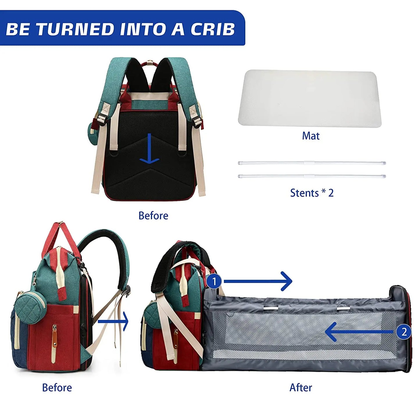 3-in-1 Convertible Nappy Bag Backpack