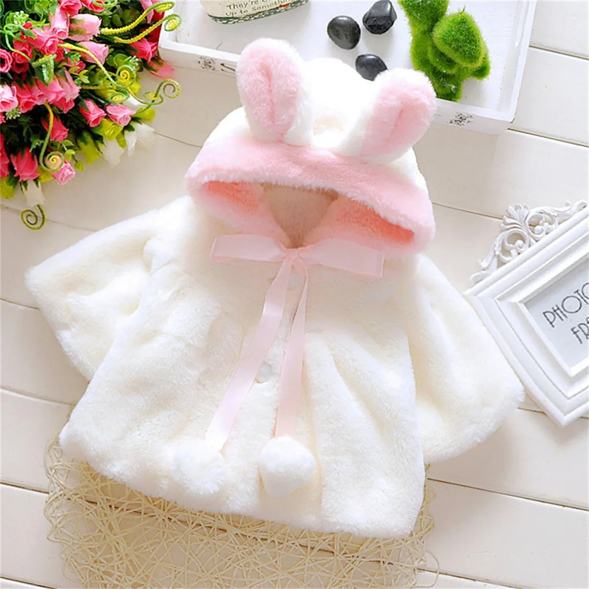 Bunny Ear Hooded Knit Jacket — Girls