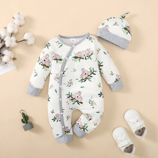 Bear Print Button Romper